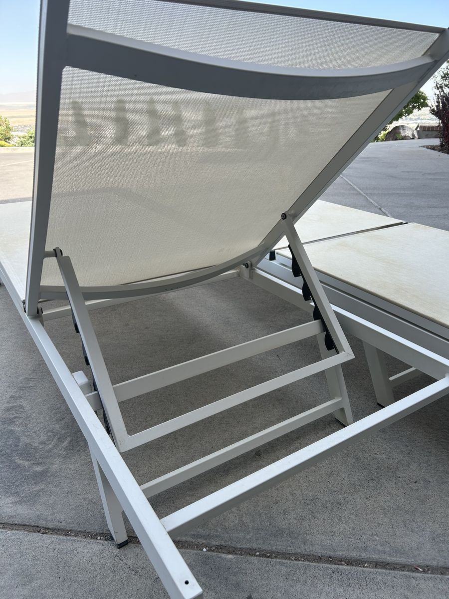 White Steel Tight Canvas Adjustable Lounge Chairs $39 EACH