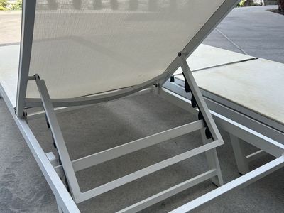 White Steel Tight Canvas Adjustable Lounge Chairs $39 EACH
