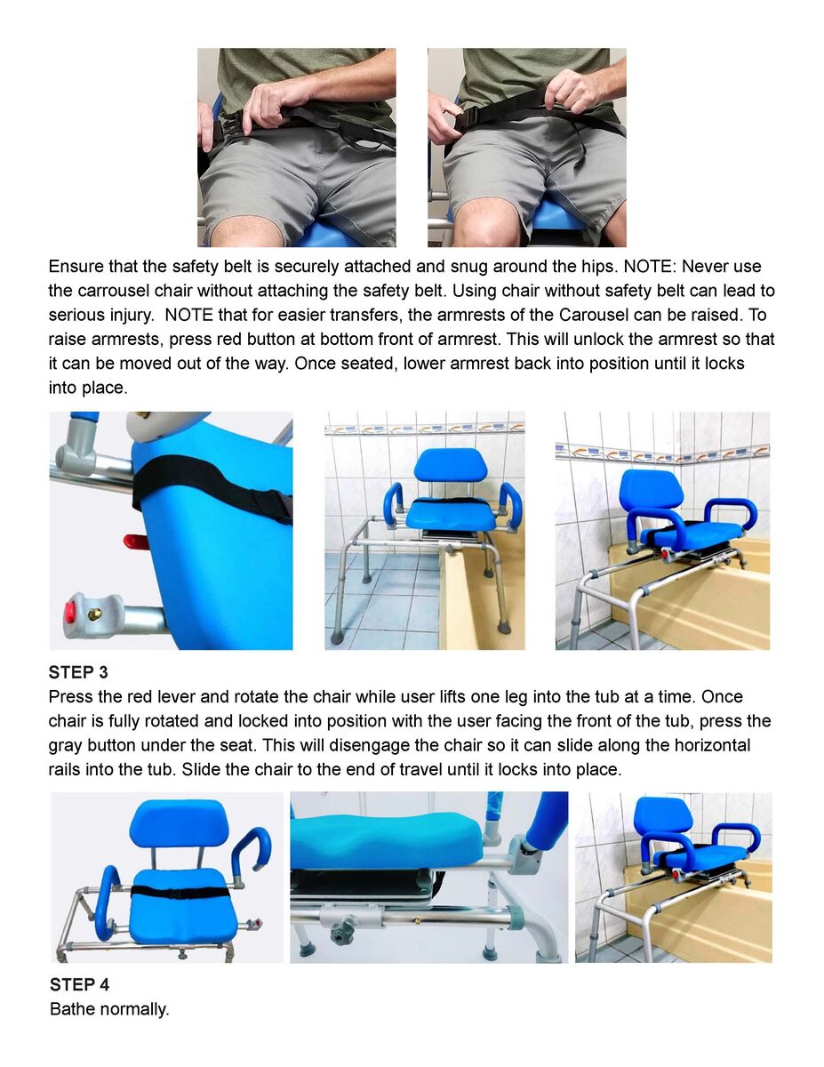 Carousel Sliding Bath Bench with Swivel