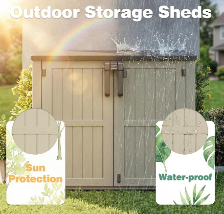 Waterproof Outdoor Storage Box 36 Cu Ft with Lockable Doors