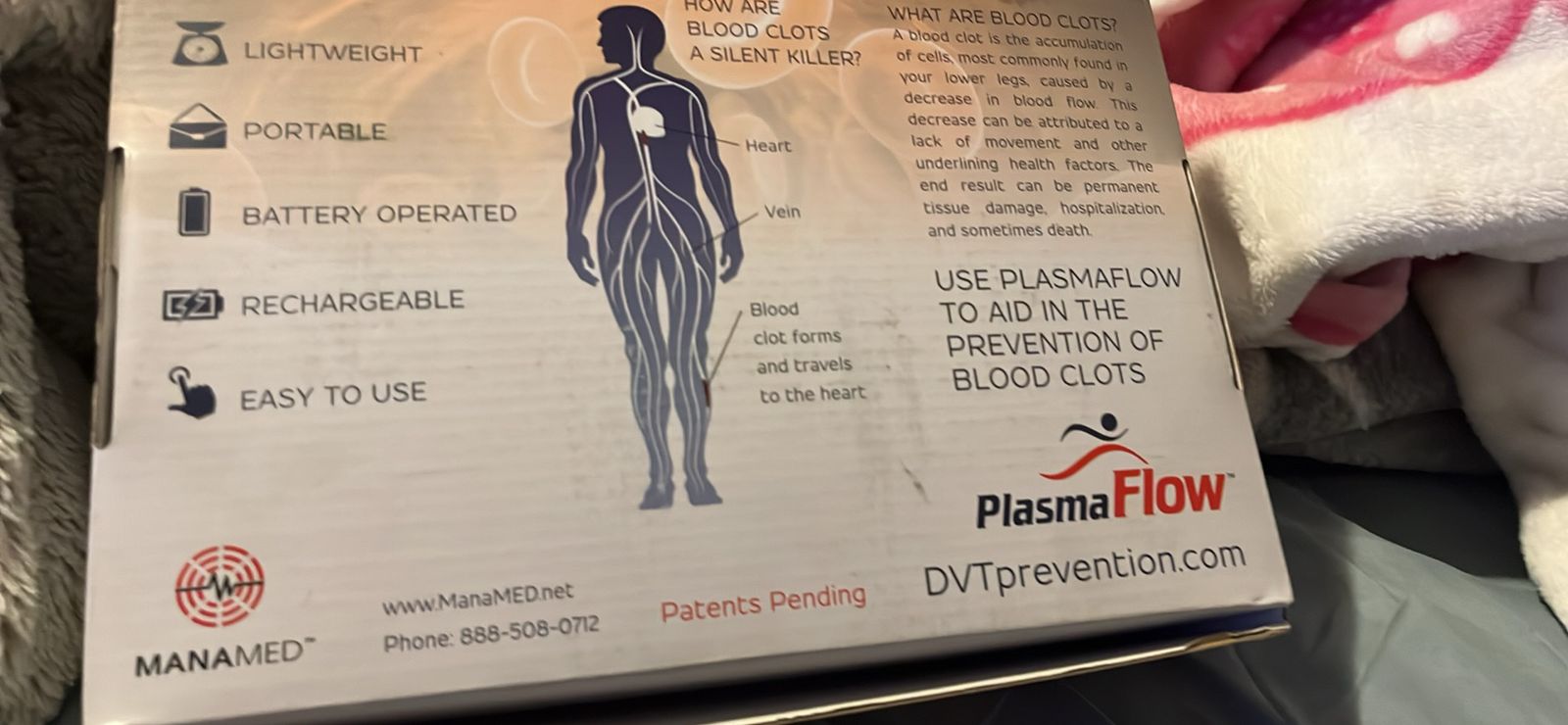 ManaMed PlasmaFlow DVT Prevention Device - Lightweight, Portable, Rechargeable