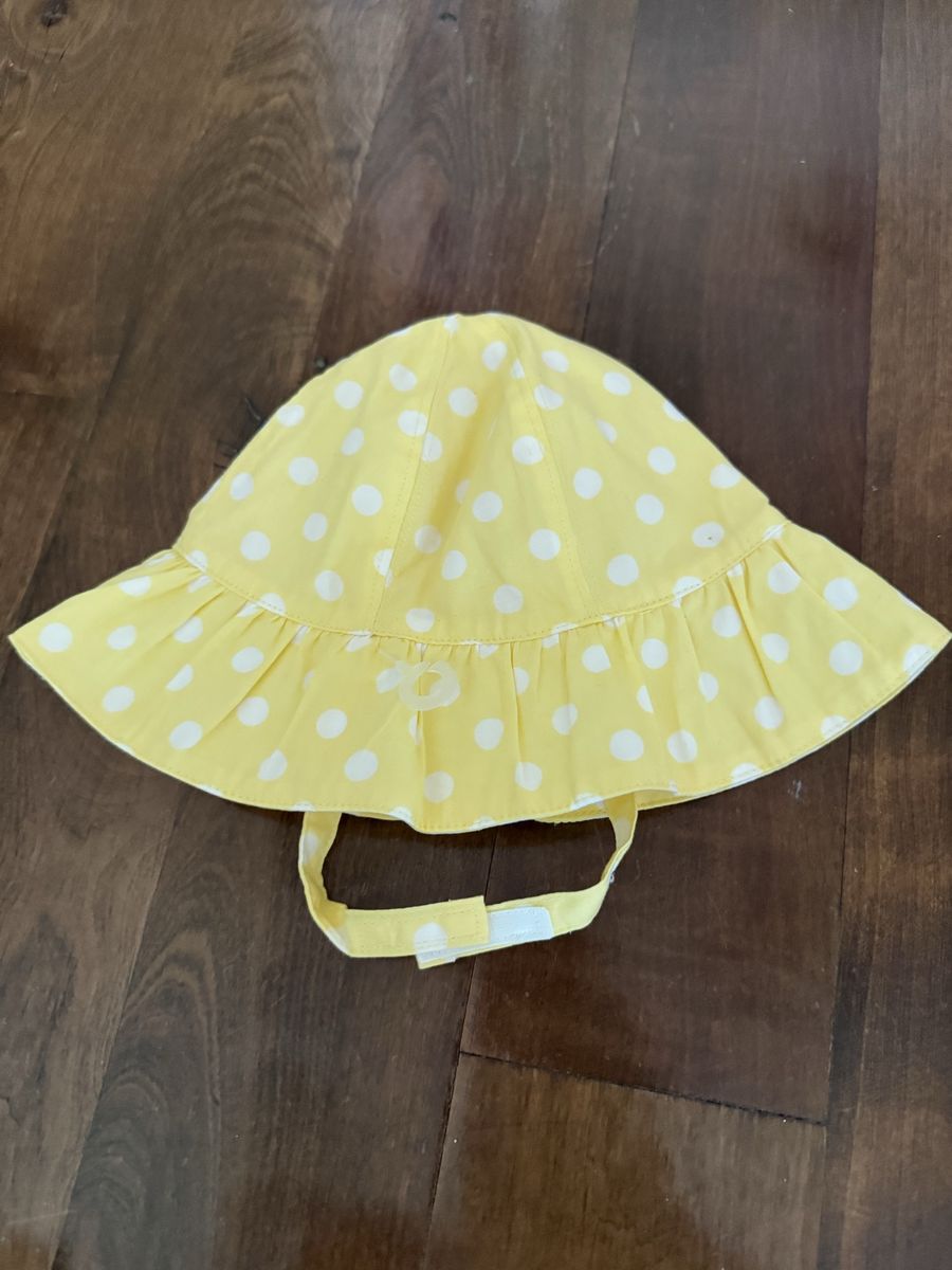 NEW Gymboree polka dot yellow and white bucket beach baby hat 6-12 months