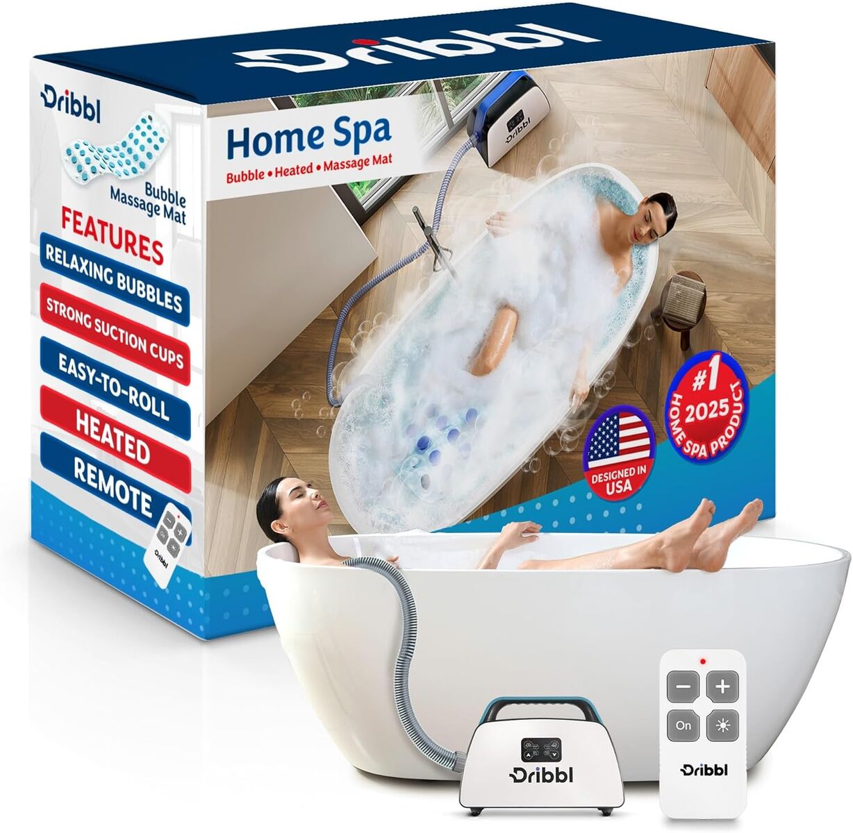 Dribbl Electric Bubble Bathtub Mat, 6-Speed Aqua