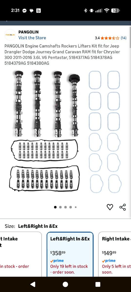 Engine Camshafts Rockers Lifters Kit