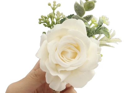 Ivory Rose Men’s Boutonnière Set of 5 - Artificial Wedding Flowers