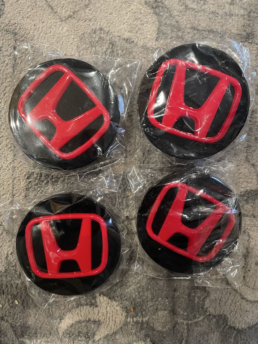 Set of 4 Honda Center Caps Gloss red/black