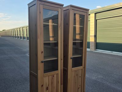 Pair of IKEA Hemnes Pine Glass-Door Cabinets