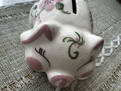 Vintage hand painted piggy bank