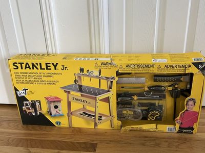 Stanley Jr. Kids Workbench Tool Set with 2 Wooden Kits - Age 8+