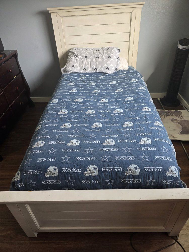 White Twin Bed Frame with Headboard