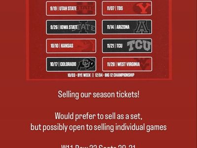 2026 Utah Utes Football Season Tickets - W11 Row 22 Seats 20-21