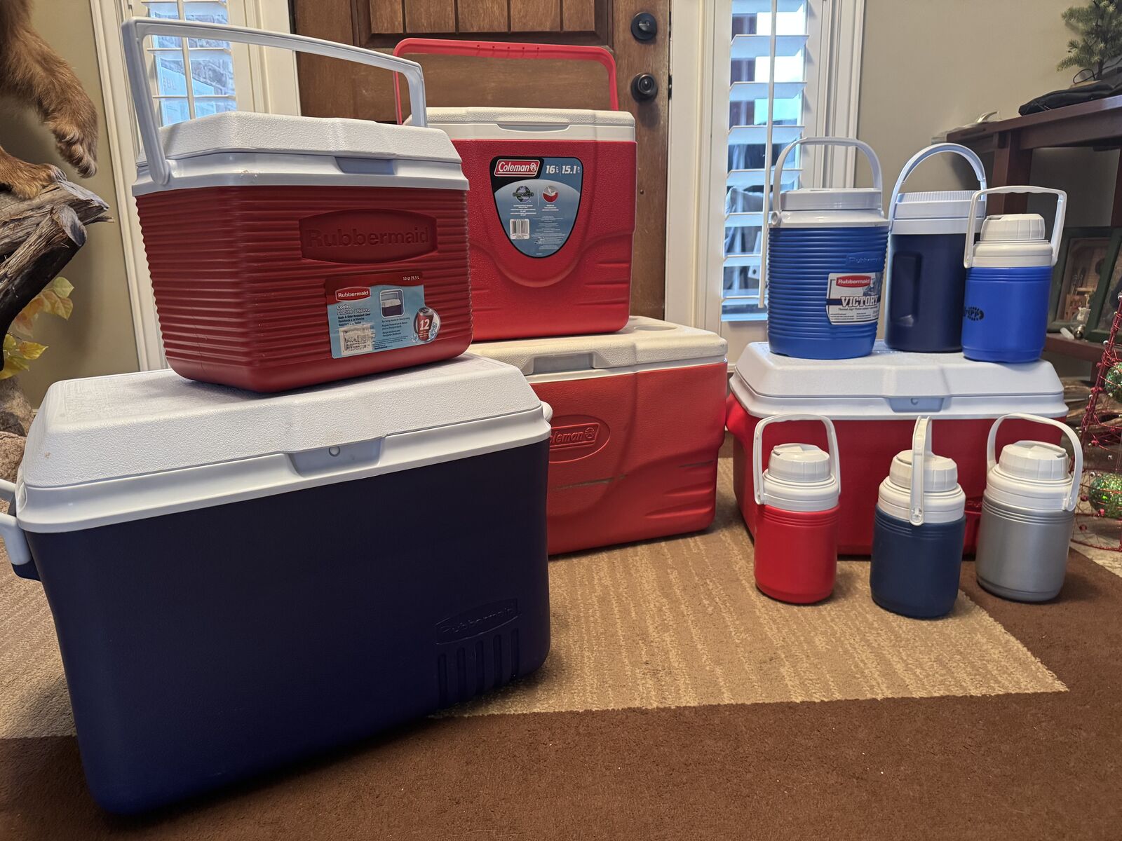 Rubbermaid Coleman coolers.