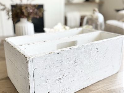 Vintage | Solid Wood | Crate | Heavy | Distressed White Paint | Old | Antique | Carrier