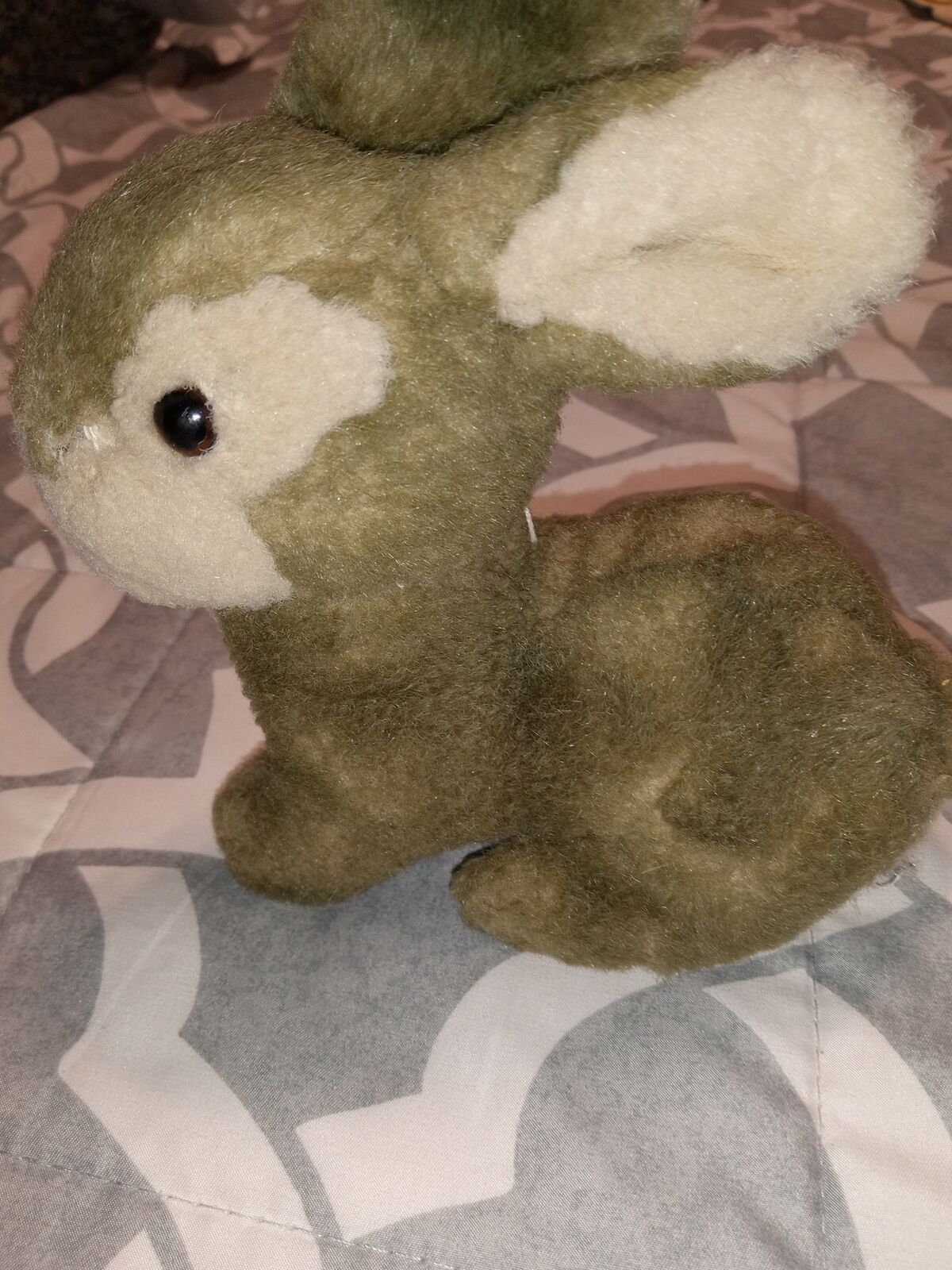 Vintage wishing pet crouching rabbit