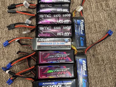 10x 6S LiPo Battery Lot – SMC, CNHL Lightning HV, HRB, Admiral & Zeee