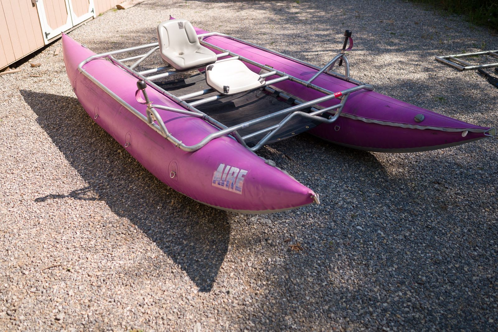 AIRE Inflatable Cataraft Raft with Frame, Dual Seats, and Oars obo