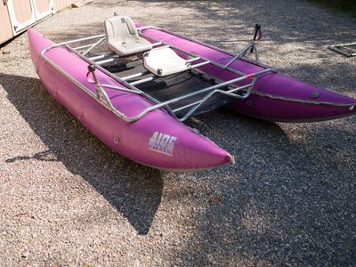 AIRE Inflatable Cataraft Raft with Frame, Dual Seats, and Oars obo