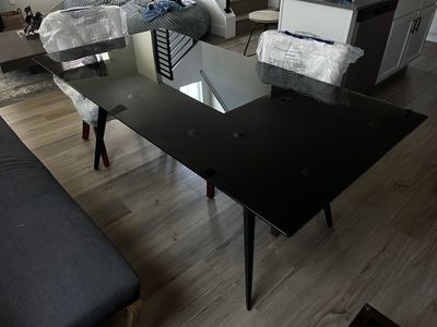 Black glass table