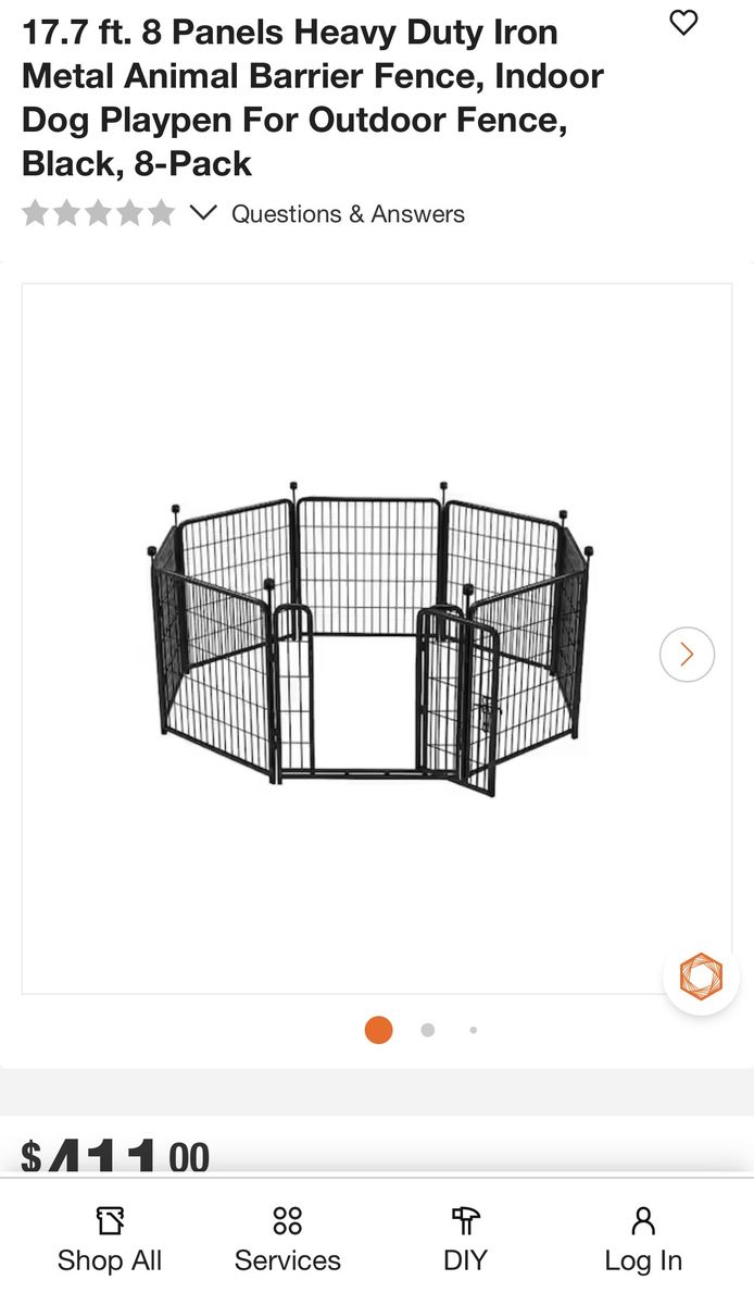 17.7 ft. 8 Panels Heavy Duty Iron Dog Playpen