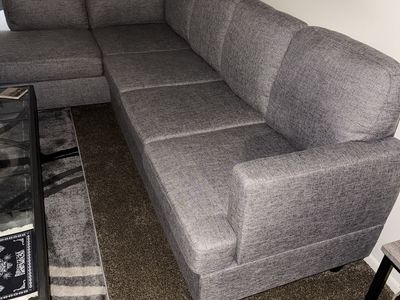 Gray L-Shaped Sofa - Modern Fabric Couch