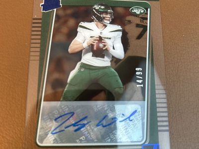 2021 Holo Auto Zach Wilson 2021 Donruss Clearly #14/99 Autograph Rookie Football Card New York Jets QB Hand Signed Rated Rookie