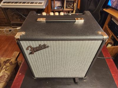 Larger sized Fender "Rumbler 25", 70 watt guitar amplifier with drive and contour control. Very loud and clean.