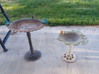 Birdbath - feeders cast iron $25 ea