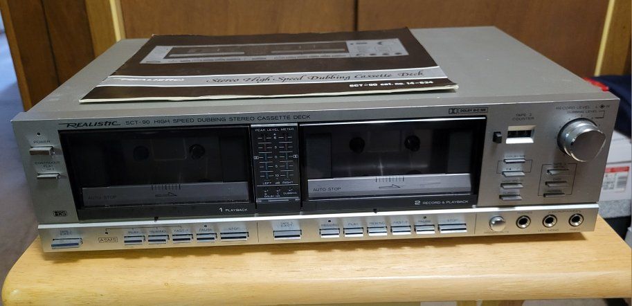Realistic SCT-90 High Speed Dubbing Stereo Cassette Deck with Manual