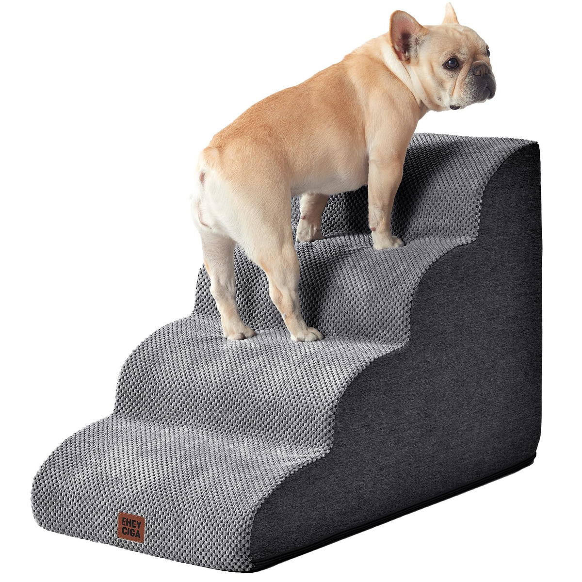 New Curved Dog Stairs Ramp for High Beds 19.7" H, 4-Step Dog Steps for Small Dogs and Cats