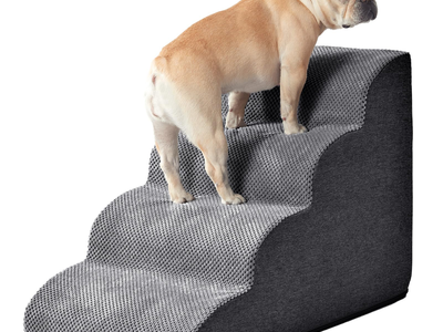 New Curved Dog Stairs Ramp for High Beds 19.7" H, 4-Step Dog Steps for Small Dogs and Cats