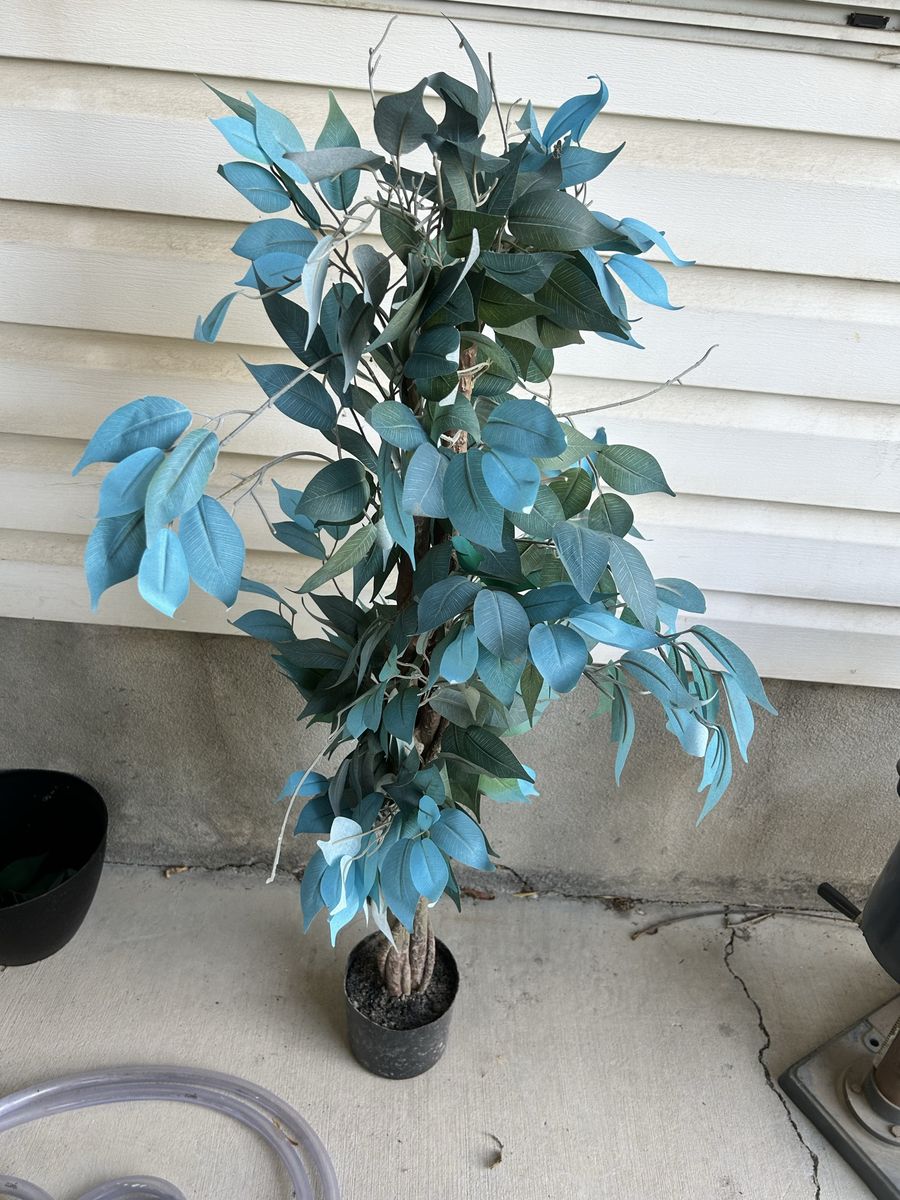 Artificial Decorative Tree Faux Plant Blue & Green Leaves