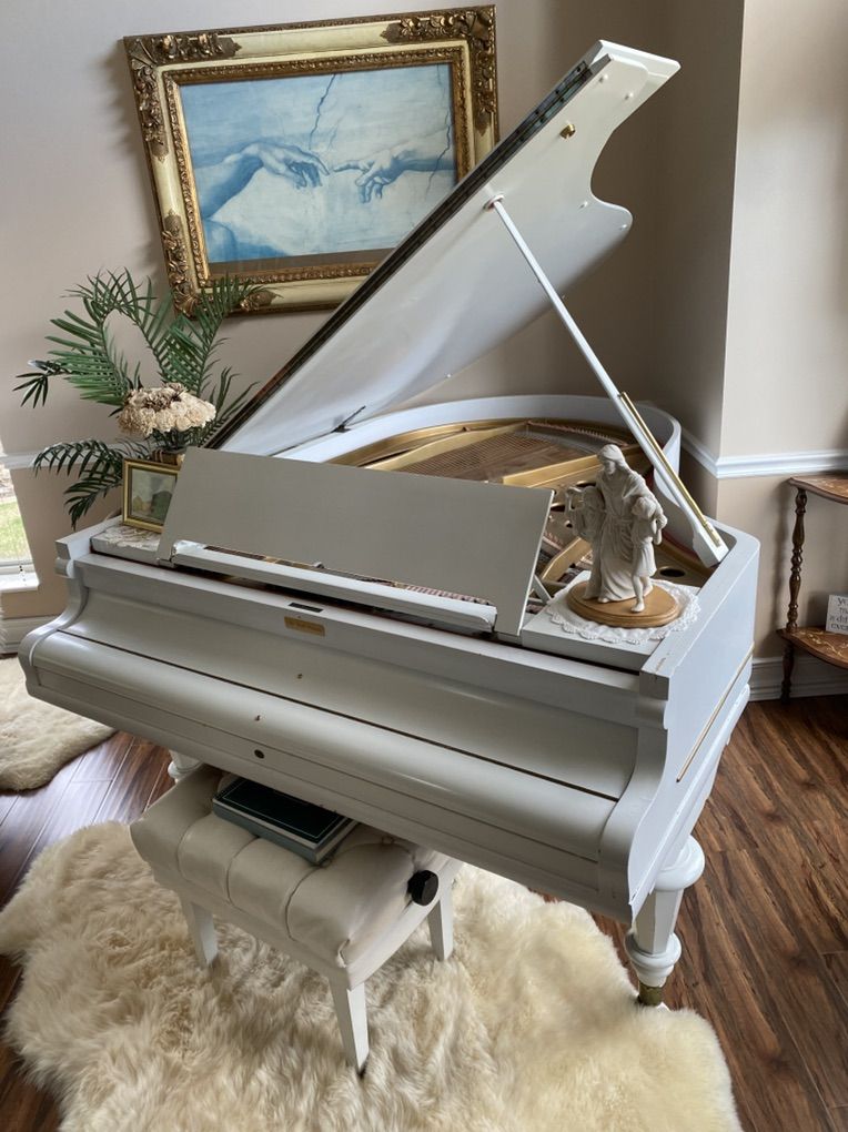 White Baby Grand Kimball Piano