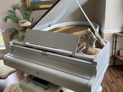 White Baby Grand Kimball Piano