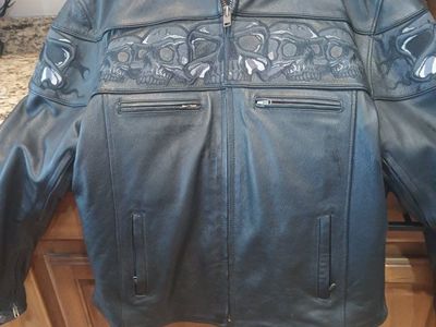 First jacket. First Classics Leather Motorcycle Jacket XL Skull Detail 2nd classic Harley-Davidson jacket XL.