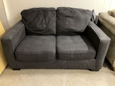 Dark Gray Fabric Sofa & Loveseat Set - 3-Seater Couch & 2-Seater Loveseat