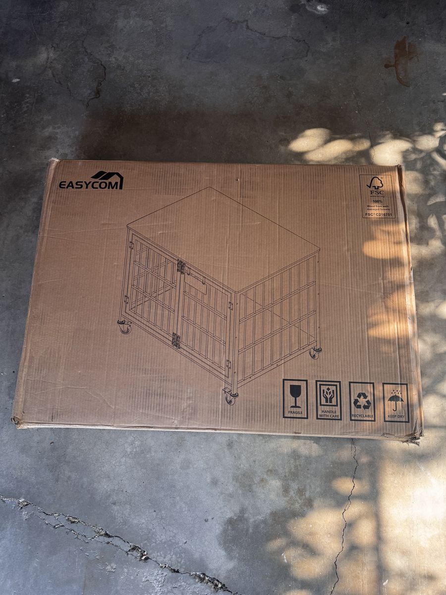 EasyCom Furniture-Style Dog Crate with Wheels