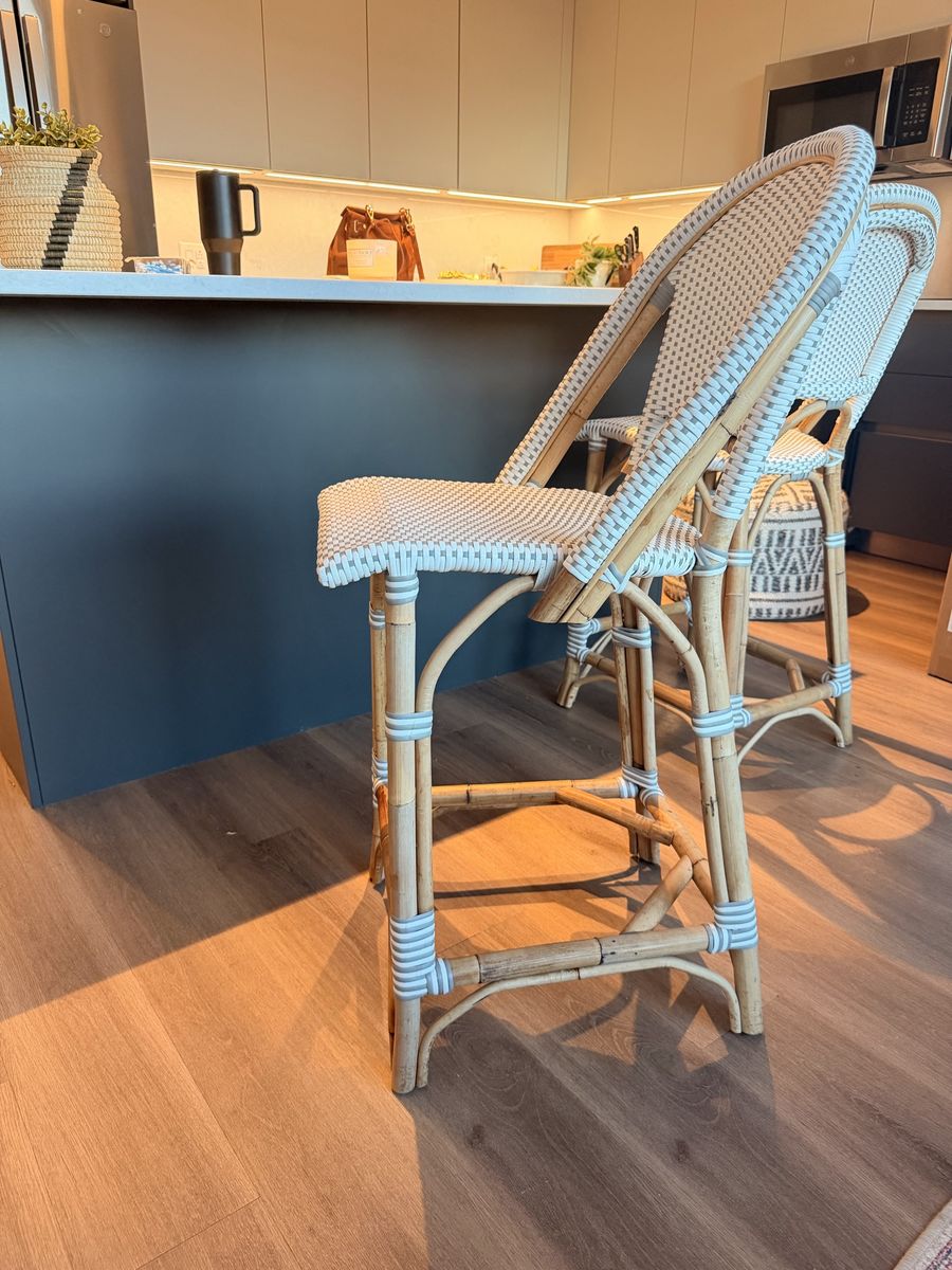 Serena & Lily white and gray Barstools