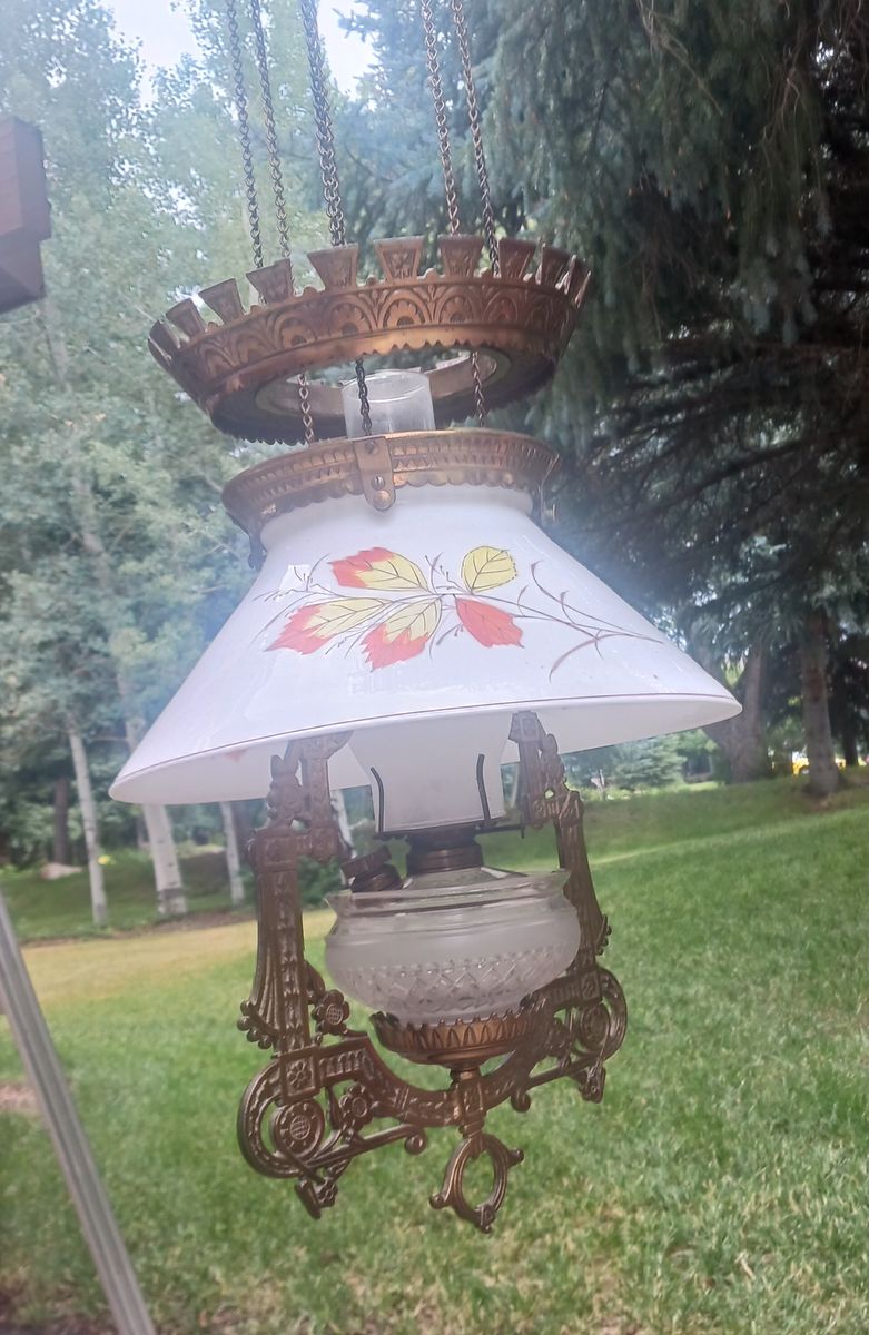 antique brass oil lamp