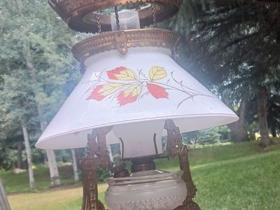 antique brass oil lamp