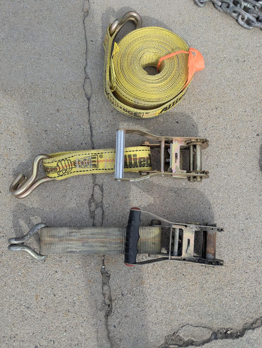 Tie down strap with ratchet(s)