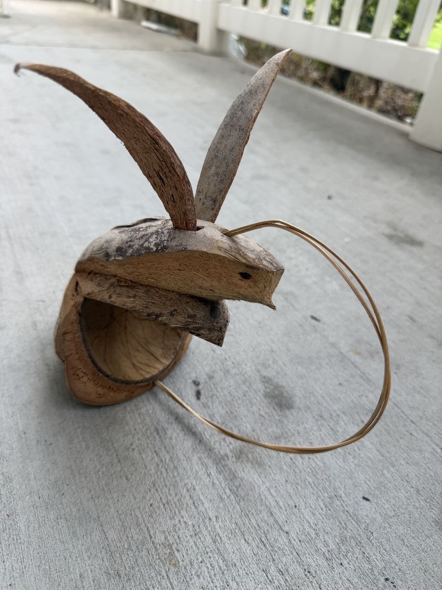 Unique Handmade Coconut Shell & Wire Art Crab Sculpture - Rustic Coastal Decor