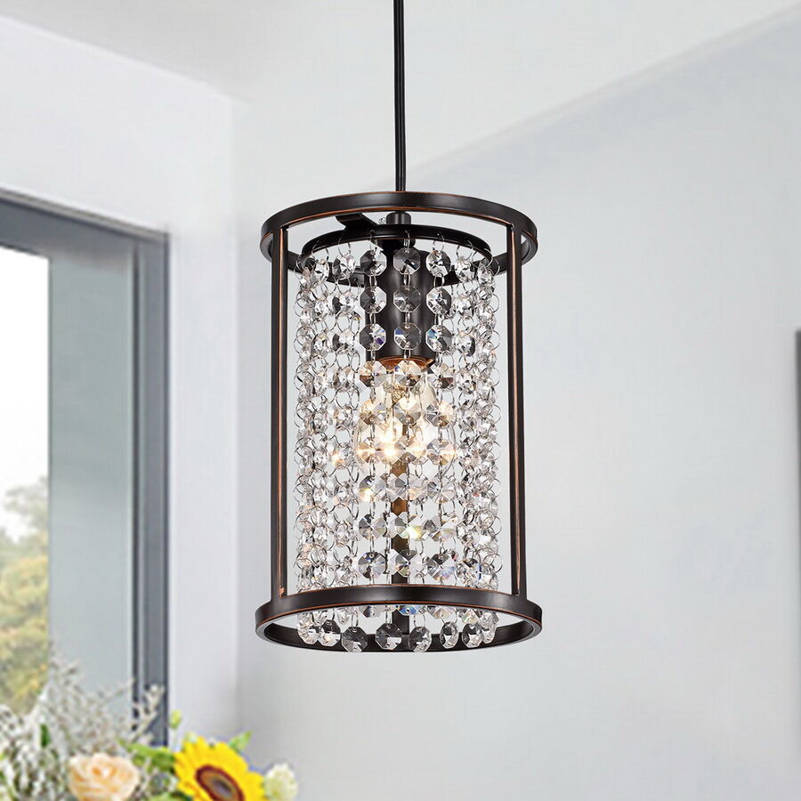 Pendant Light Oil Rubbed Bronze Finish Crystal Kitchen/Counter Chandelier Warehouse of Tiffany (Set of 2) (CB)