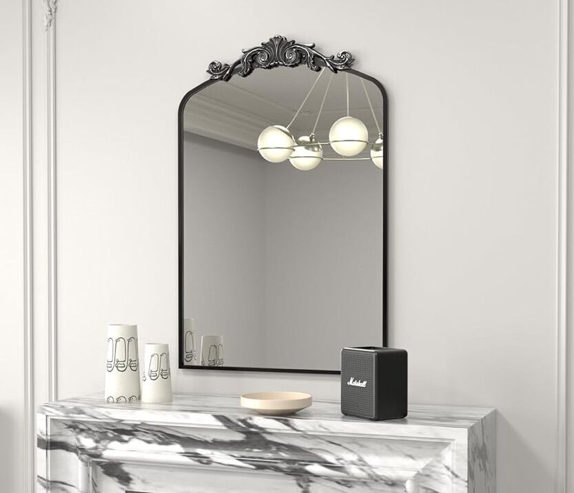 Arched Black Antique Mirror 24x32