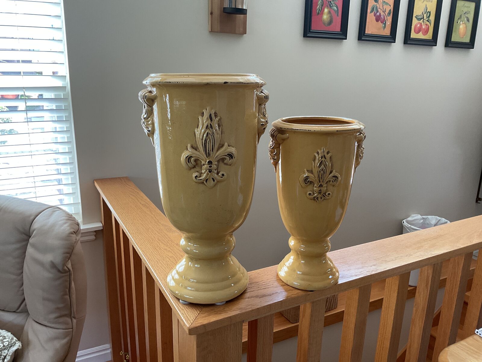 2 Ceramic Vases 14.5” and 13.5”