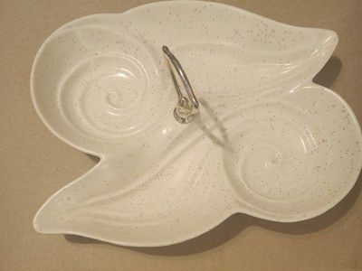 Vintage Ceramic Speckled Made In USA Trinket Dish with Screw Accent