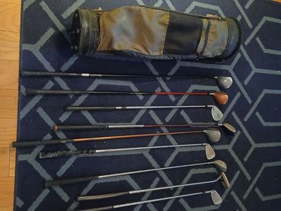 Vintage Golf Clubs Set with Vintage Golf Bag - Mixed Woods & Irons