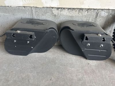 Viking Universal Black Leather Motorcycle Saddlebags - Used, Good condition