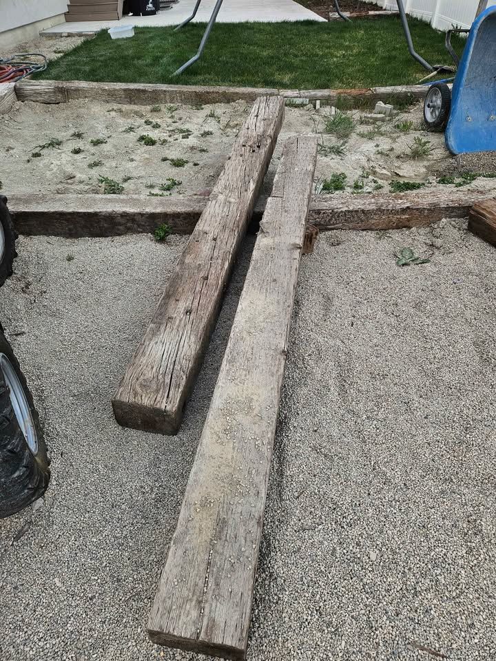 Vintage Wood Beams Set for Landscaping