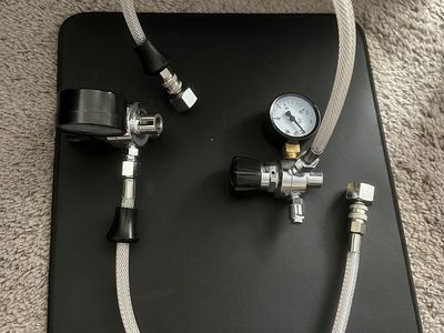 CO2 Regulator Setup with Gauges and Hoses