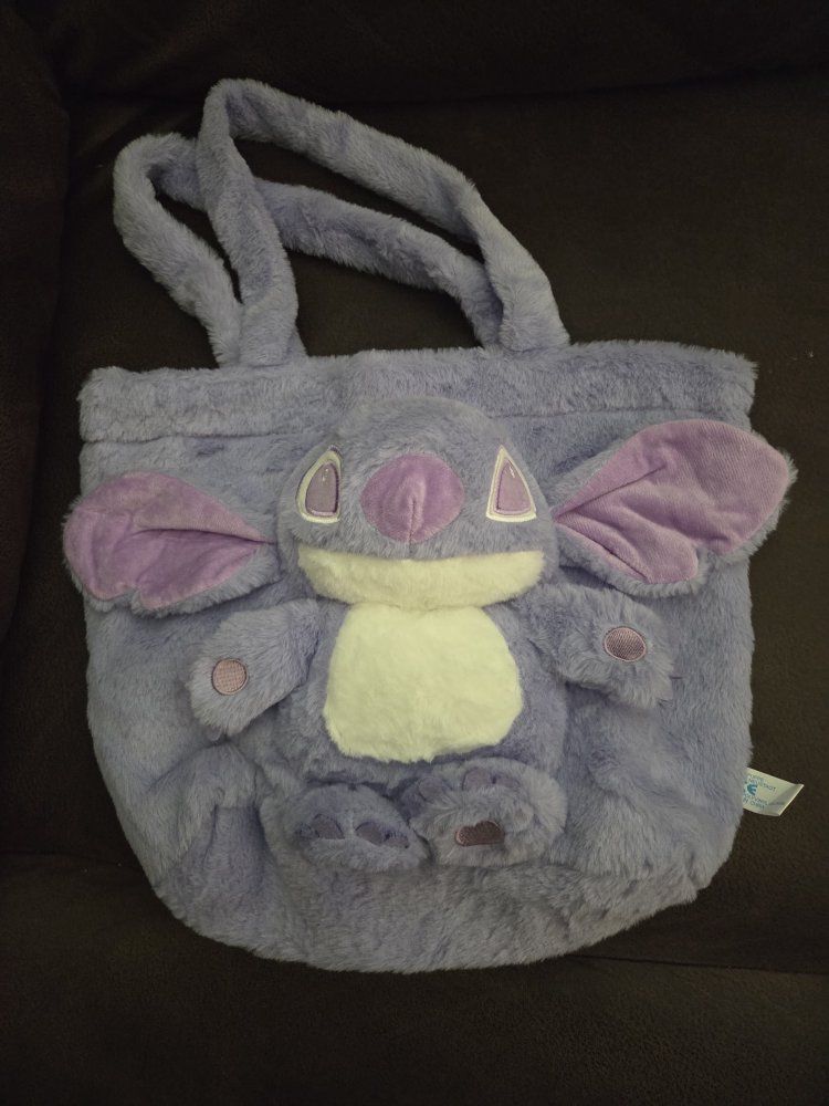 My Melody & Stitch Fluffy Tote Bags - Cute Plush Character Handbags, Set of 2